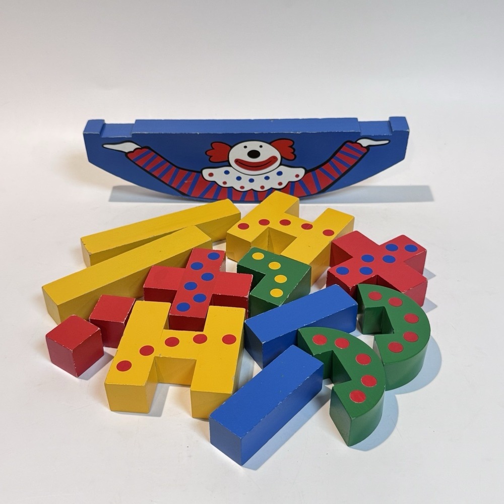 Juggling Clown Wooden Balance Blocks 2002 Hearthsong Complete